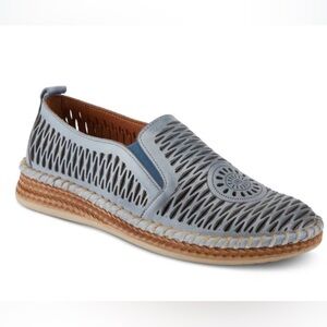 Spring Step Newday Espadrille Flat Leather Loafer Slip-on Blue/Gray 9US 40EU